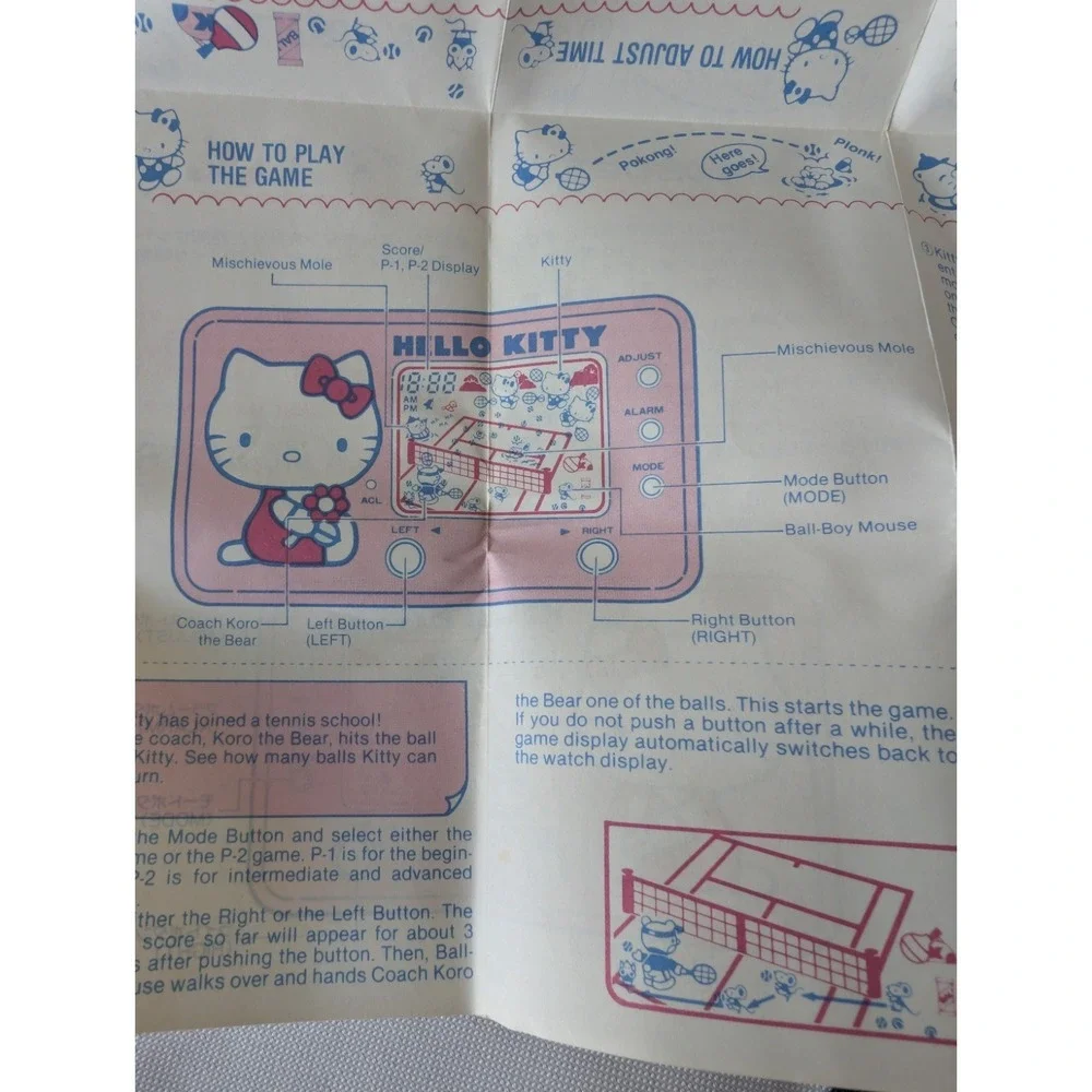 Vintage Hello Kitty Tennis School Handheld Video Game 1976